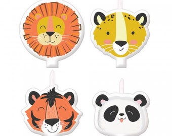 Get Wild Animal Safari Birthday Candles, Set of 4
