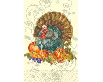 Turkey Traditional Thanksgiving Guest Napkins, Fall Party, Autumn Napkins, Thanksgiving Table, Set of 16