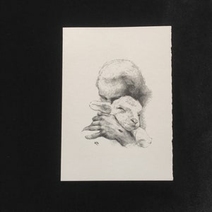 Carte Jésus et l'agneau blanc 5 x 7