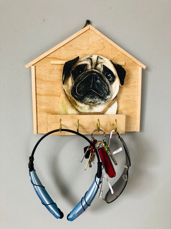 Hanging Pug Dog Key Personals Holder Organizer Etsy