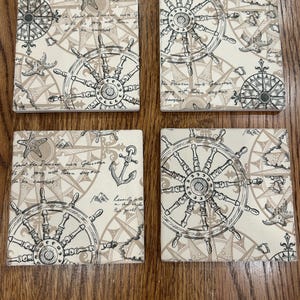 Decoupage Coasters- Nautical Compass