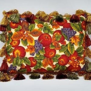 Fall Harvest Pillow Cover & Insert, Autumn Pillow, Floral Pillow, Fruit Pillow, Farmhouse Pillow, Country Home, 12 x 16 Pillow with Insert