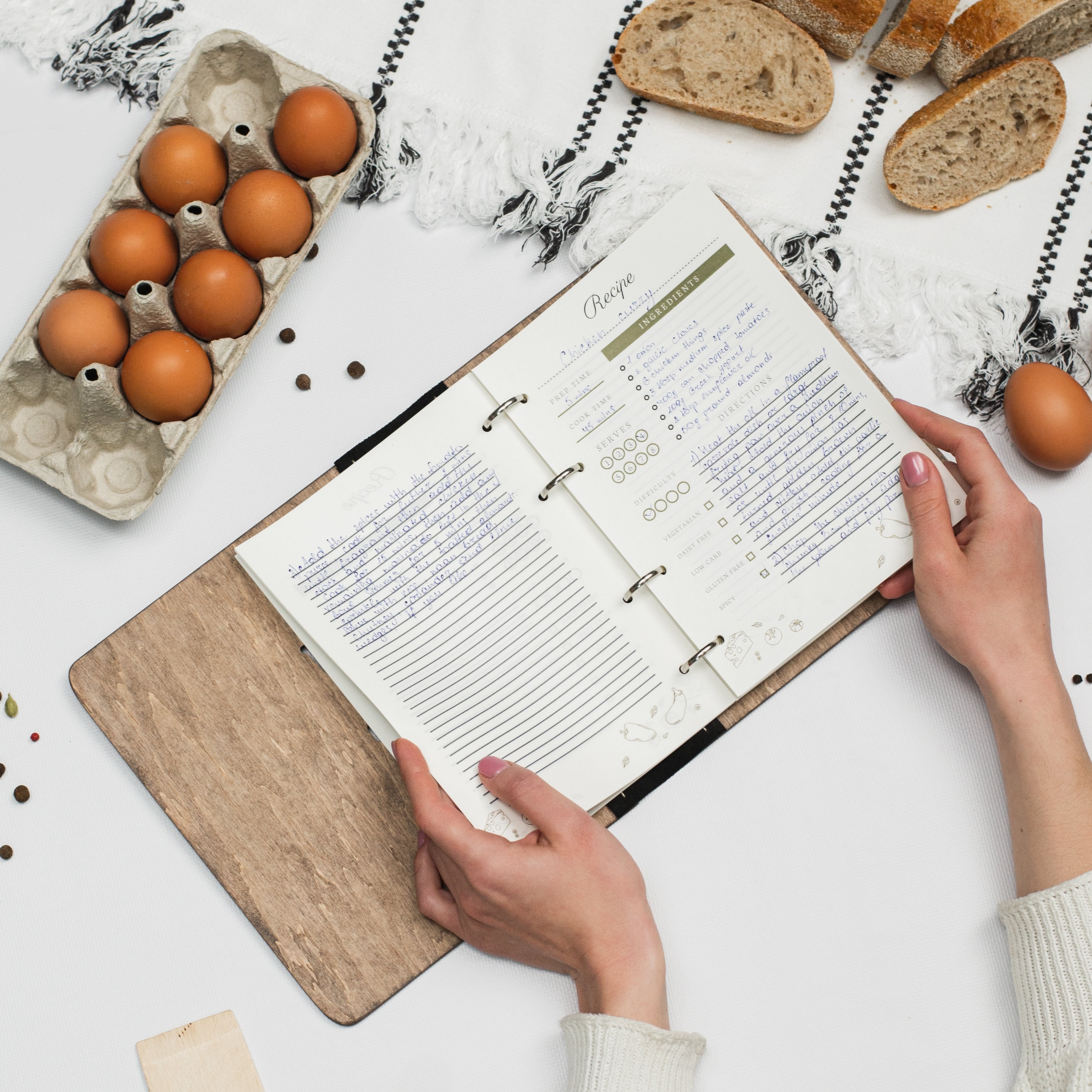 Personalized Gift, Wooden Recipe Book Custom Engraved Cookbook for the