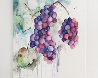 Grapes Original Modern Watercolor Painting