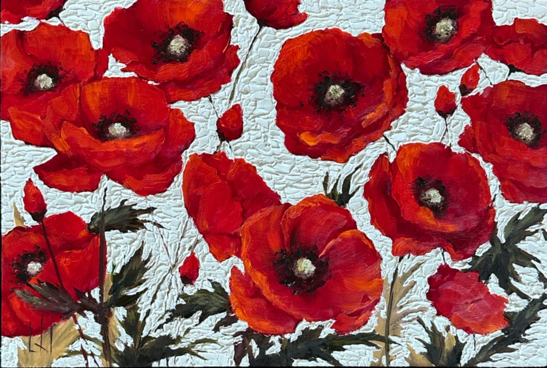 Wyoming Red Poppies Poppy Painting Original Impasto 3D Oil Painting ...