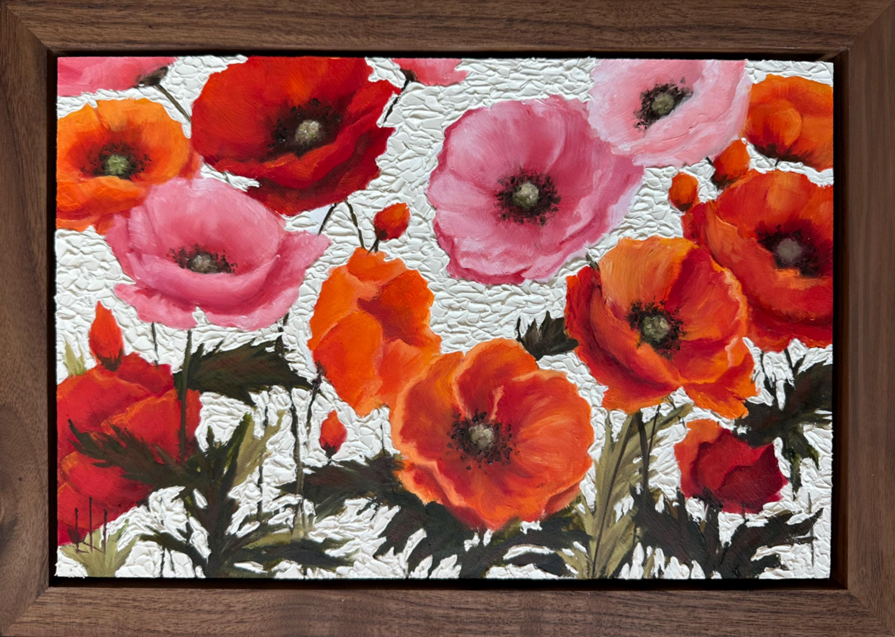 Wyoming Red Orange Pink Poppies Poppy Painting Original Impasto 3D Oil ...