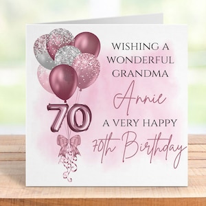 Personalised 70th Birthday Card With Balloons For a Special Woman