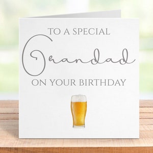Tarjeta de cumpleaños para abuelo con diseño de vaso de cerveza, tarjeta de cumpleaños para abuelo, saludos para abuelo, idea de regalo para amantes de la cerveza