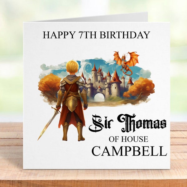 Personalised Brave Knight Birthday Card For A Special Boy