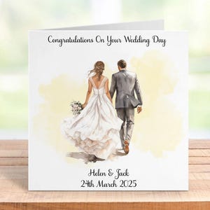 Biglietto di auguri personalizzato per il giorno delle nozze per gli sposi, elegante ricordo personalizzato, biglietto di congratulazioni alla moda, regalo perfetto per gli sposi novelli
