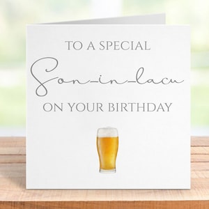 Carte d'anniversaire de gendre avec un verre à bière, carte d'anniversaire pour gendre, salutation de fils, idée cadeau amateur de bière