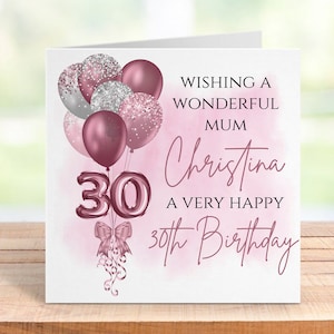 Carte d'anniversaire personnalisée pour elle, nom et âge personnalisés, fille, soeur, nièce, amie, souvenir d'une étape importante, design élégant