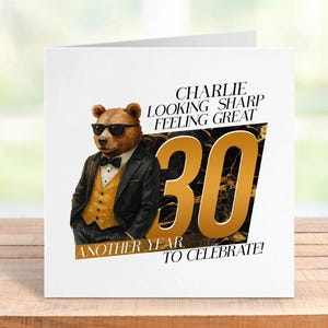 Carte personnalisée du 30e anniversaire pour lui, nom et âge personnalisés, mari, père, frère, ami, souvenir d'une étape importante, design élégant et audacieux