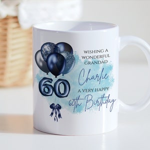 Caneca personalizada de 60º aniversário para ele – Presente de xícara de café personalizada – Presente exclusivo de aniversário de 60 anos – Caneca de cerâmica com texto personalizado para homens
