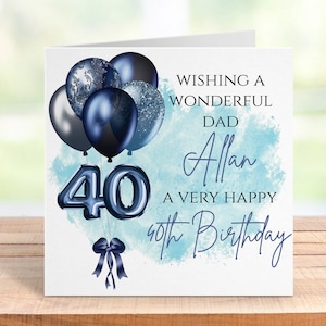 Carte de 40e anniversaire personnalisée pour lui, nom et âge personnalisés, père, mari, frère, ami, souvenir d'une étape importante, design élégant