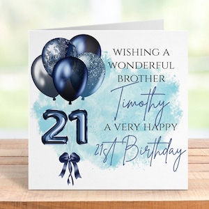 Carte d'anniversaire personnalisée pour lui, nom et âge personnalisés, fils, petit-fils, frère, neveu, souvenir d'une étape importante, design élégant