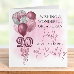 Tarjeta personalizada de 90 cumpleaños para ella, con nombre y edad personalizados, para mamá, abuela, tía, hermana, elegante diseño floral, tarjeta de recuerdo.