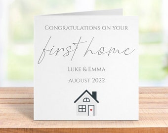 Personalised Congratulations On Your First Home Card, New House Card, Living Together Couple, Moving House