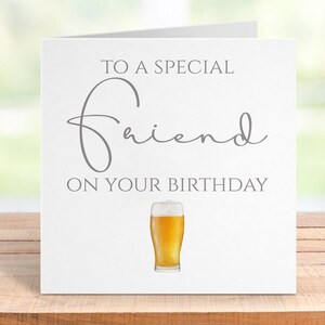 Carte d'anniversaire avec un verre à bière pour un ami, carte d'anniversaire pour un ami, salutation pour un ami, idée cadeau pour amateur de bière