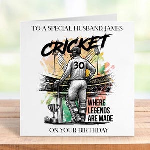 Personalisierte Cricket Geburtstagskarte für Ihn, Sportfankarte für Männer, Jede Beziehung kann hinzugefügt werden