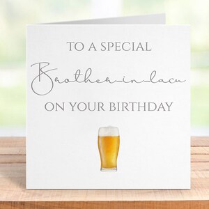 Cartão de aniversário para cunhado com design de copo de cerveja, cartão de aniversário engraçado para cunhado, saudação de parabéns, ideia de presente para amantes de cerveja
