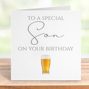Verjaardagskaart zoon met bierglasontwerp, verjaardagskaart voor zoon, proost zoon, cadeau-idee bierliefhebber