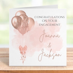 Tarjeta de compromiso personalizada con diseño de globo, tarjeta de propuesta romántica o felicitación personalizada, un elegante recuerdo para pareja.