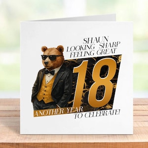 Carte d'anniversaire personnalisée pour lui, nom et âge personnalisés, fils, petit-fils, frère, neveu, souvenir d'une étape importante, design cool et élégant