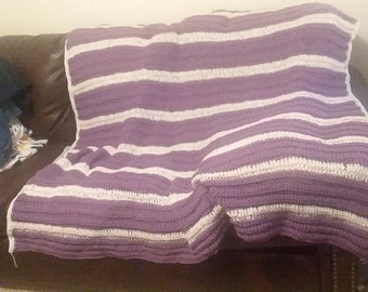 Purple and white afghan