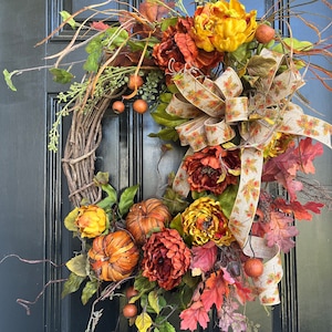 Fall Door Wreath, Autumn Wreath, Rustic Fall Wreath, Fall Porch Decor, Autumn Decor, Fall Floral Wreath, Designer Wreath, For the Door Decor