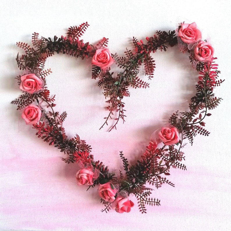 Heart wall hanging floral heart frame floral heart gift image 0