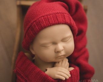 Wonder Wrap • Newborn photography wrap • Easy to use • No wrapping skill needed •  3 Pieces Set • Christmas Red