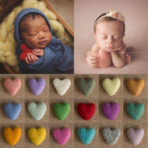 2 Heart GRAND BonBon • Set of 2 • Different colors • Newborn Photography Prop • Felted Heart • Baby Photography Heart