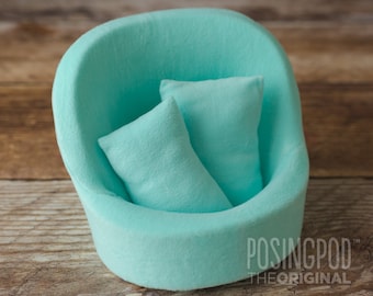 Cover & Pillows for GRAND Pod • Cozy Aqua • Newborn Photography Prop • Newborn Seat • Photography Chair (Pod NOT included)