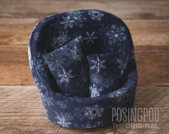 Cover & Pillows for GRAND Pod • Winter Crystal Navy• Posing Newborn Twins and Non-sitter babies • Photography Prop (Pod NOT included)