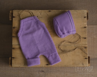 Outfit • Cozy • Lilac Romper and Bonnet Set