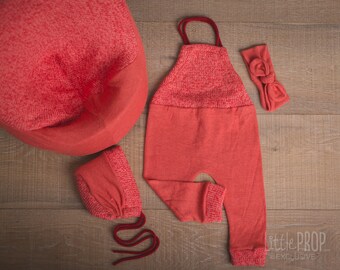 Handmade OOAK Sitter & Toddler Outfit • Bright Coral • Baby Photography Prop • Photography  Props • Toddler Outfit