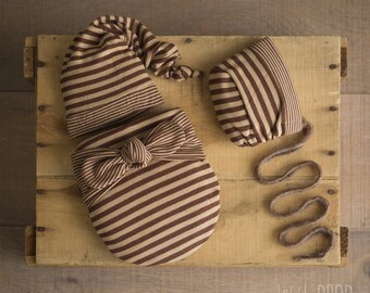 Bumble Brown Wonder Wrap • 3 Pieces Set • Newborn Wrap • Stretchy Wrap • Knit Wrap • Newborn Prop • Baby Photography Wrap