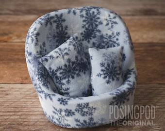 Cover & Pillows for GRAND Pod • Winter Crystal Light Blue• Posing Newborn Twins and Non-sitter babies • Photography (Pod NOT included)