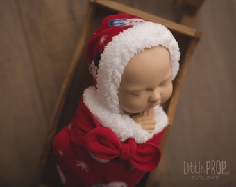 Wonder Wrap • Newborn photography wrap • Easy to use • No wrapping skill needed •  2 Pieces Set • Little Snowman Red