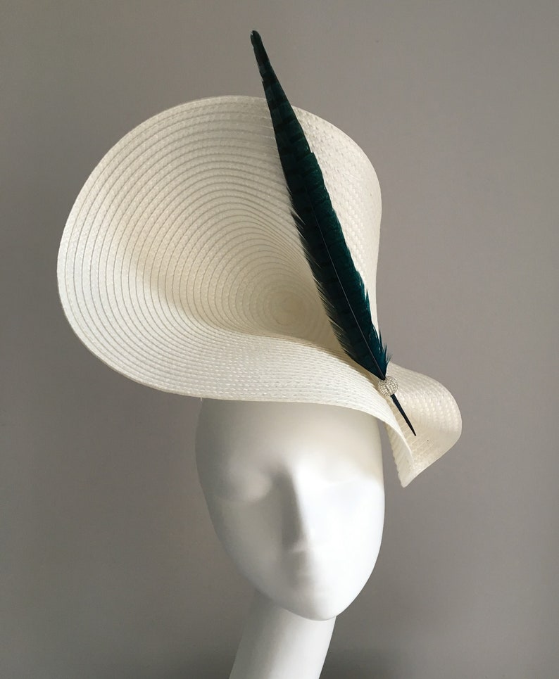 Ivory and Dark Green Ascot Hat Fascinator Kentucky Derby Etsy