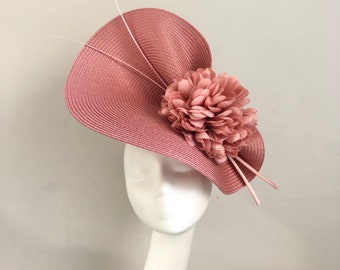 Vintage Pink Hat Fascinator Royal Ascot Races Kentucky Derby Mother of Bride Groom Wedding Guest Formal Occasion Church