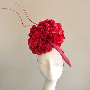 Red Hat Hortensia Ascot Fascinator Bruiloft Races Moeder van Bruid Bruidegom Kentucky Derby