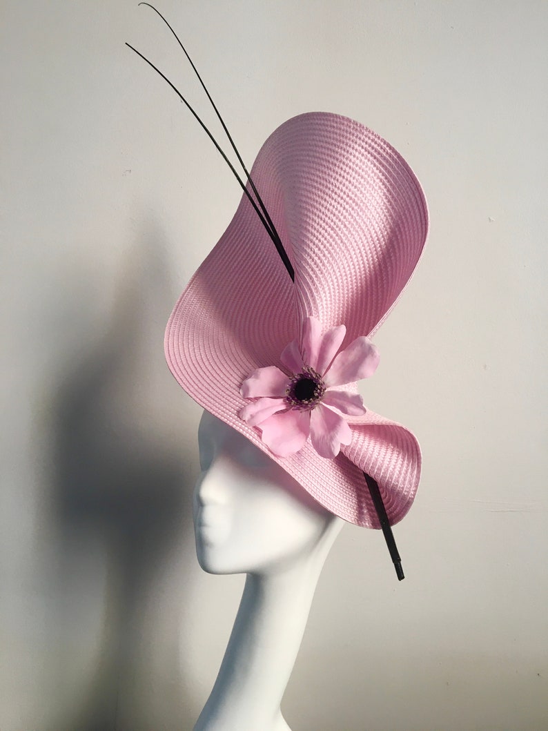 Pink and Black Hat Fascinator Hatinator Royal Ascot Kentucky Derby Weddings Occasions Mother of Bride Church Hat
