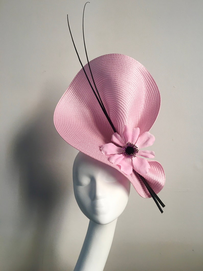Pink and Black Hat Fascinator Hatinator Royal Ascot Kentucky Derby Weddings Occasions Mother of Bride Church Hat