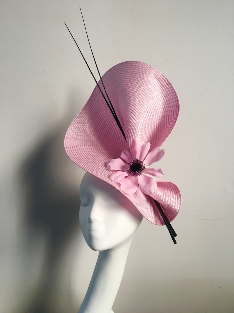 Pink and Black Hat Fascinator Hatinator Royal Ascot Kentucky Derby Weddings Occasions Mother of Bride Church Hat