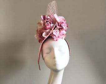 Pink Fascinator Headpiece Flowers Mother of Bride Groom Wedding Guest Formal Occasion Royal Ascot Races Kentucky Derby Church