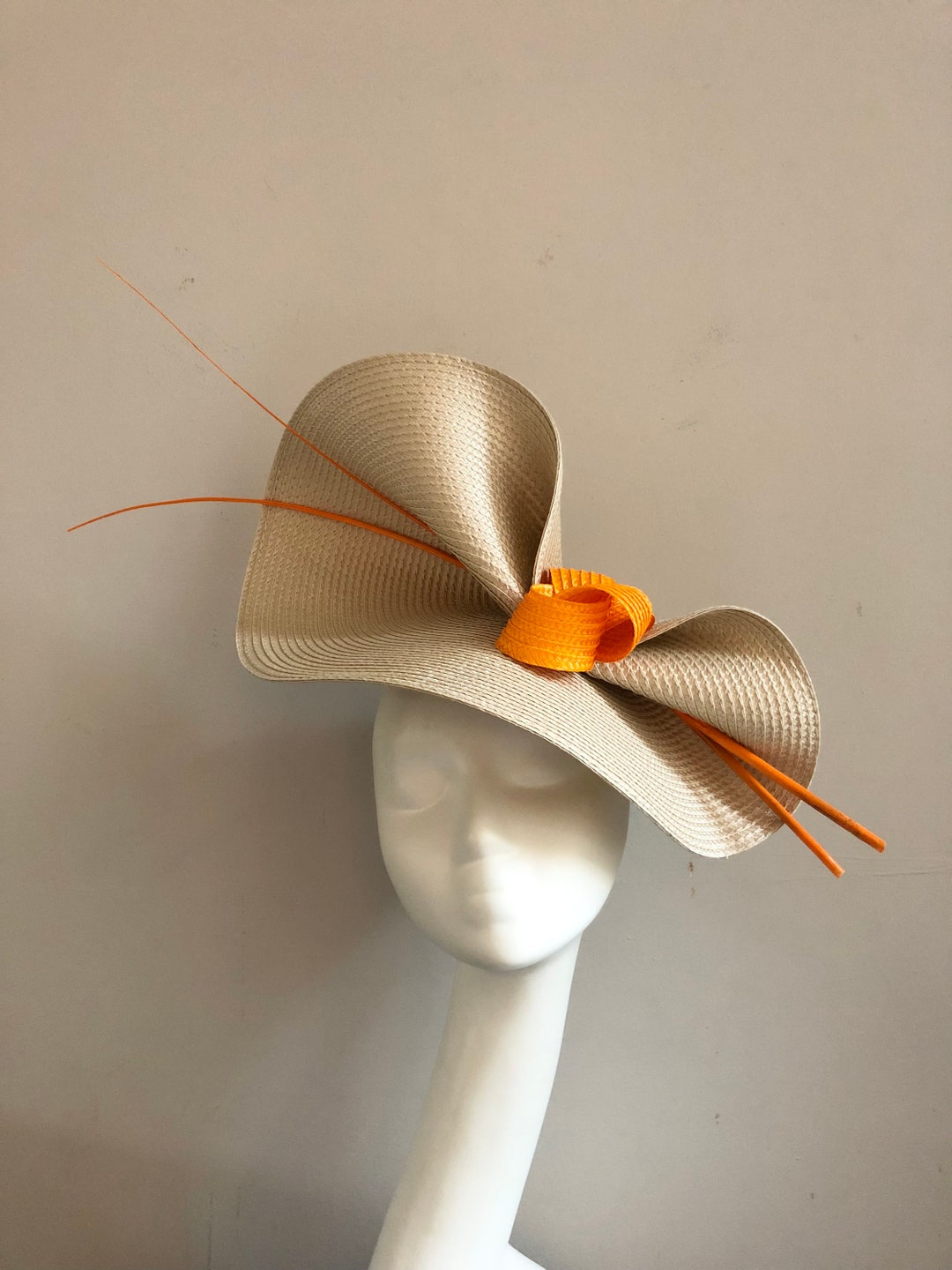 Beige Orange Hat Headpiece Fascinator Weddings Occasions Royal