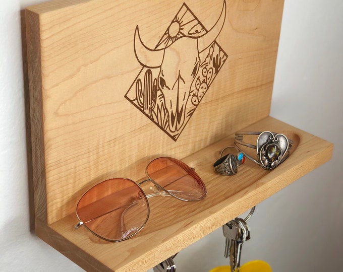 Boho Style Key Holder | Key Holder | Wall Mounted | Cow Skull | Western ...