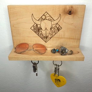 Boho Style Key Holder | Key Holder | Wall Mounted | Cow Skull | Western ...